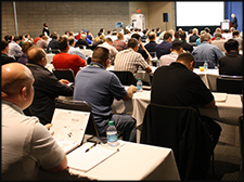 A room full during a speaker conference.